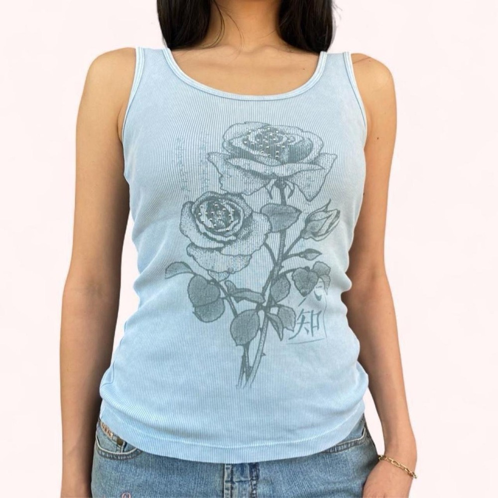 Vintage Y2K Graphic Tank Top 2000s Embellished Tank Top